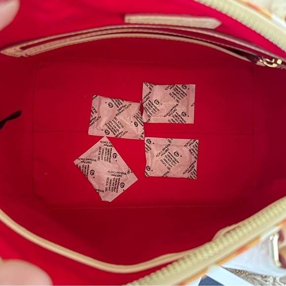 Dooney & Bourke Orange and White Gingham Geena Satchel Purse - Picture 15 of 17